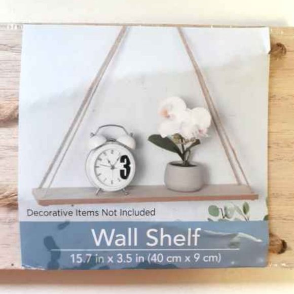 Set of 4 Wall Shelf Hanging Rope Shelf Wooden Floating Shelf New and Sealed - Picture 1 of 9